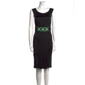 versace collection Authentic Black Green Tank Knee Length Dress US 4 Small IT 40